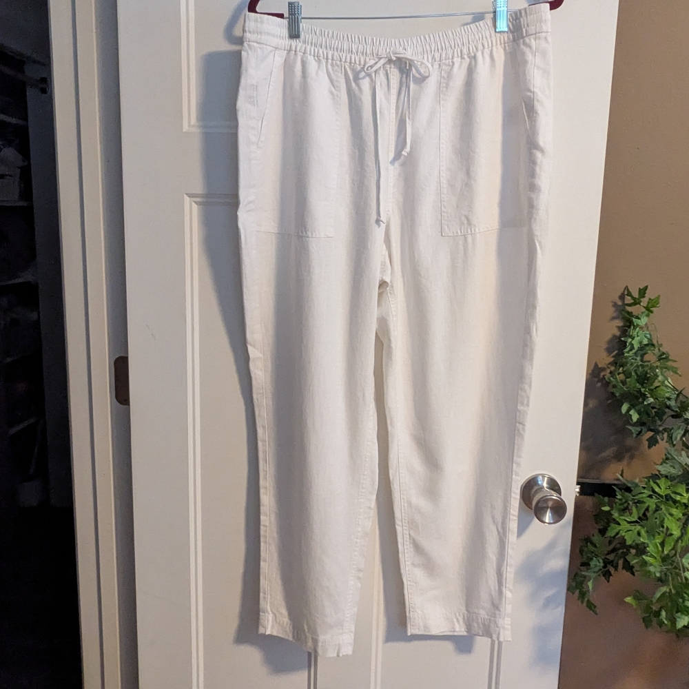J. Crew White Wide-Leg Drawstring Pants